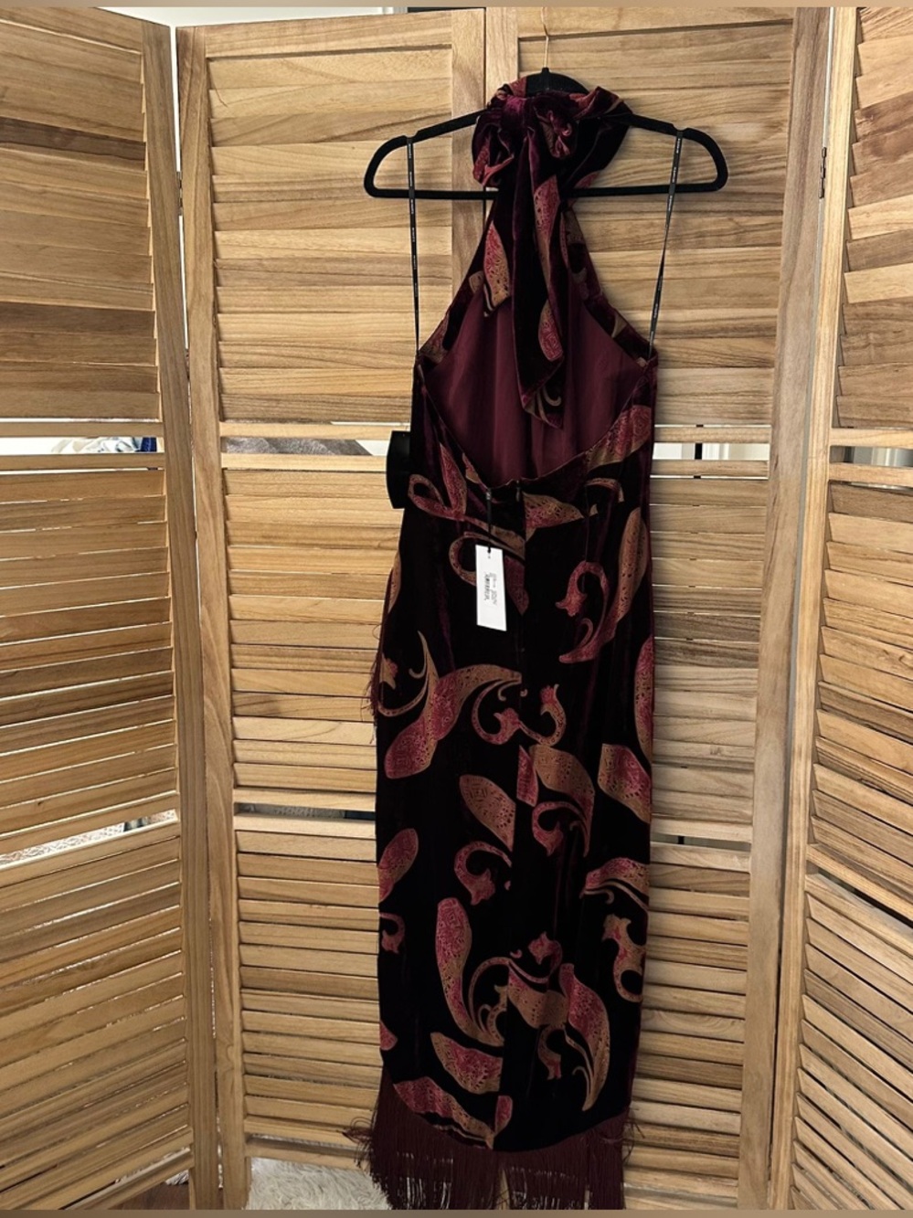 Retrofête Iridessa Velvet Fringe Hem Dress size M_NWT - Picture 8 of 11